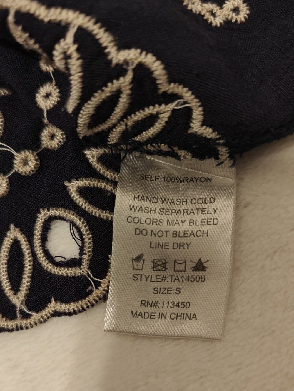 Lulumari Navy Tank Top with Ivory Embroidery - Picture 11 of 13